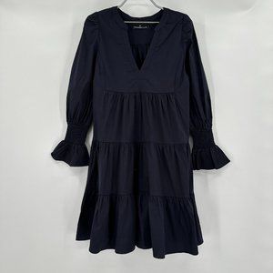 Pomander Place by Tuckernuck Navy Blue Cotton Kenzo Dress sz S Tiered Mini Dress